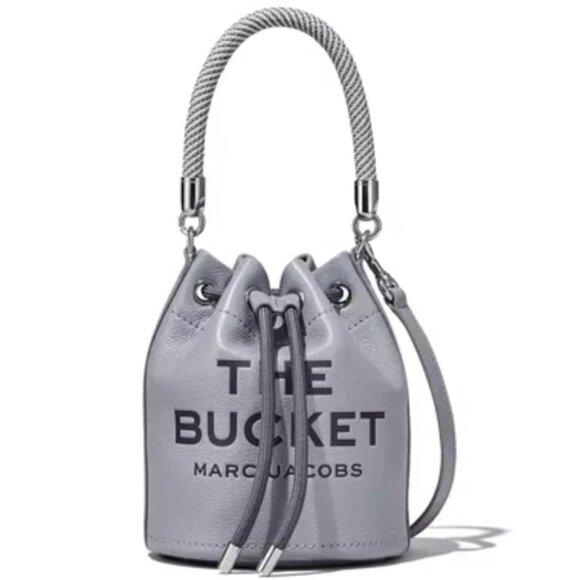 NWT MARC JACOBS Leather Bucket Bag In Wolf Grey - Picture 3 of 15